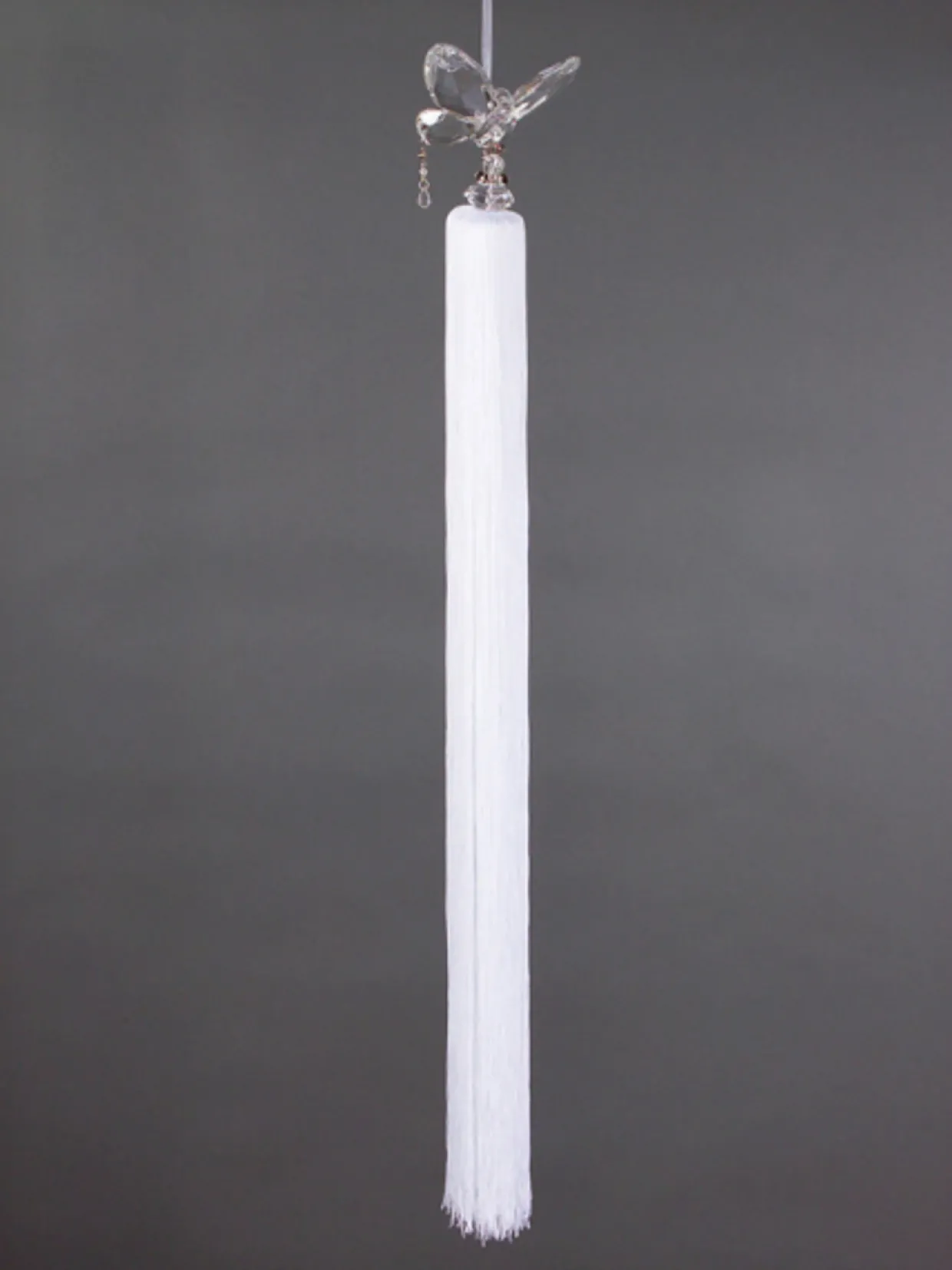 34" White Snow Drift Butterfly with Tassel Christmas Ornament