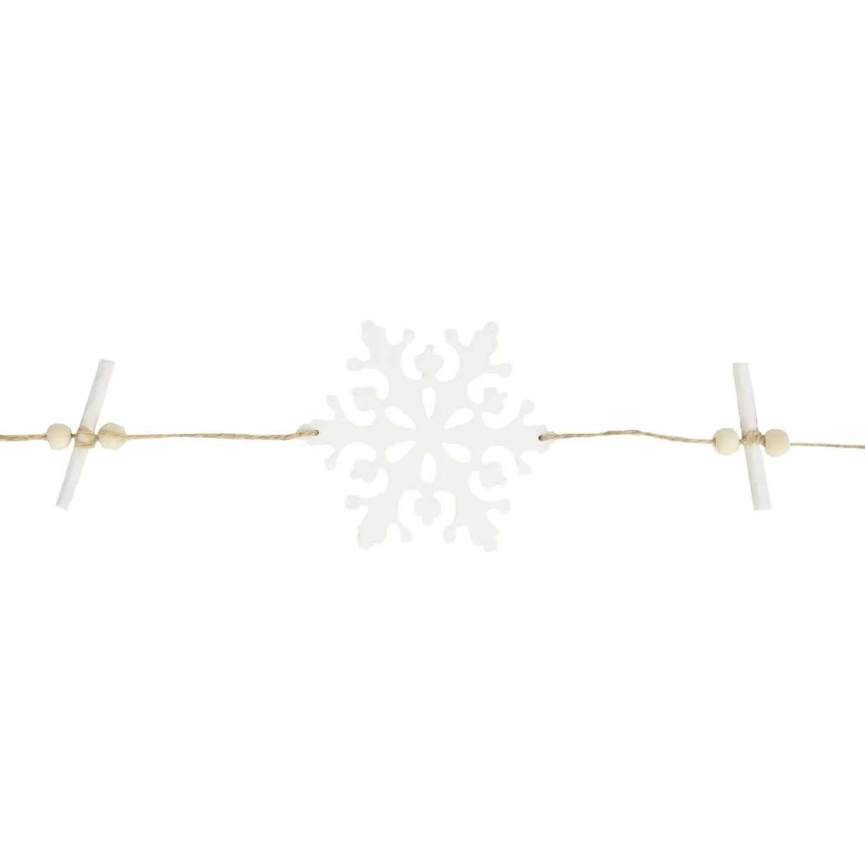 4' White Snowflakes on Jute Rope Hanging Christmas Garland