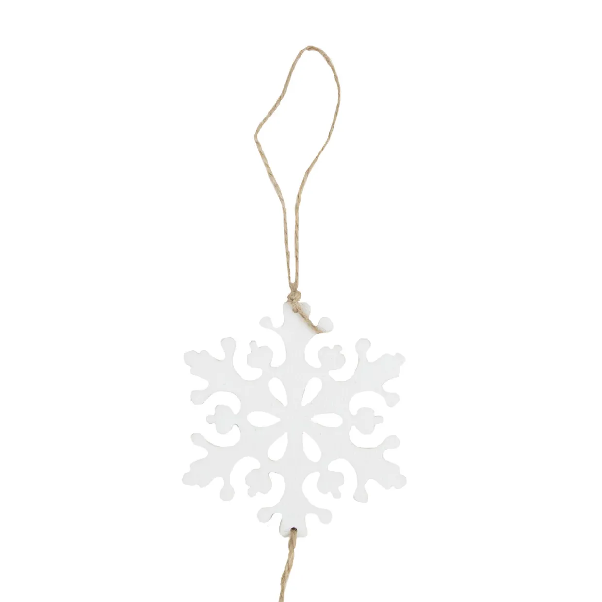 4' White Snowflakes on Jute Rope Hanging Christmas Garland