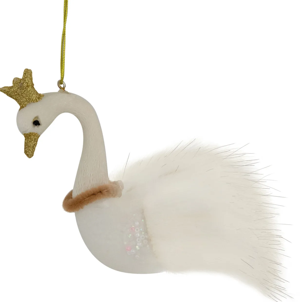 4.5" White Swan Glass Christmas Ornament