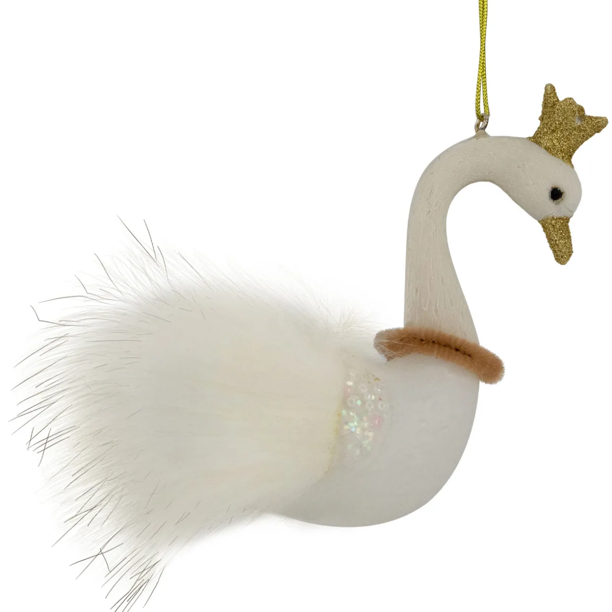 4.5" White Swan Glass Christmas Ornament