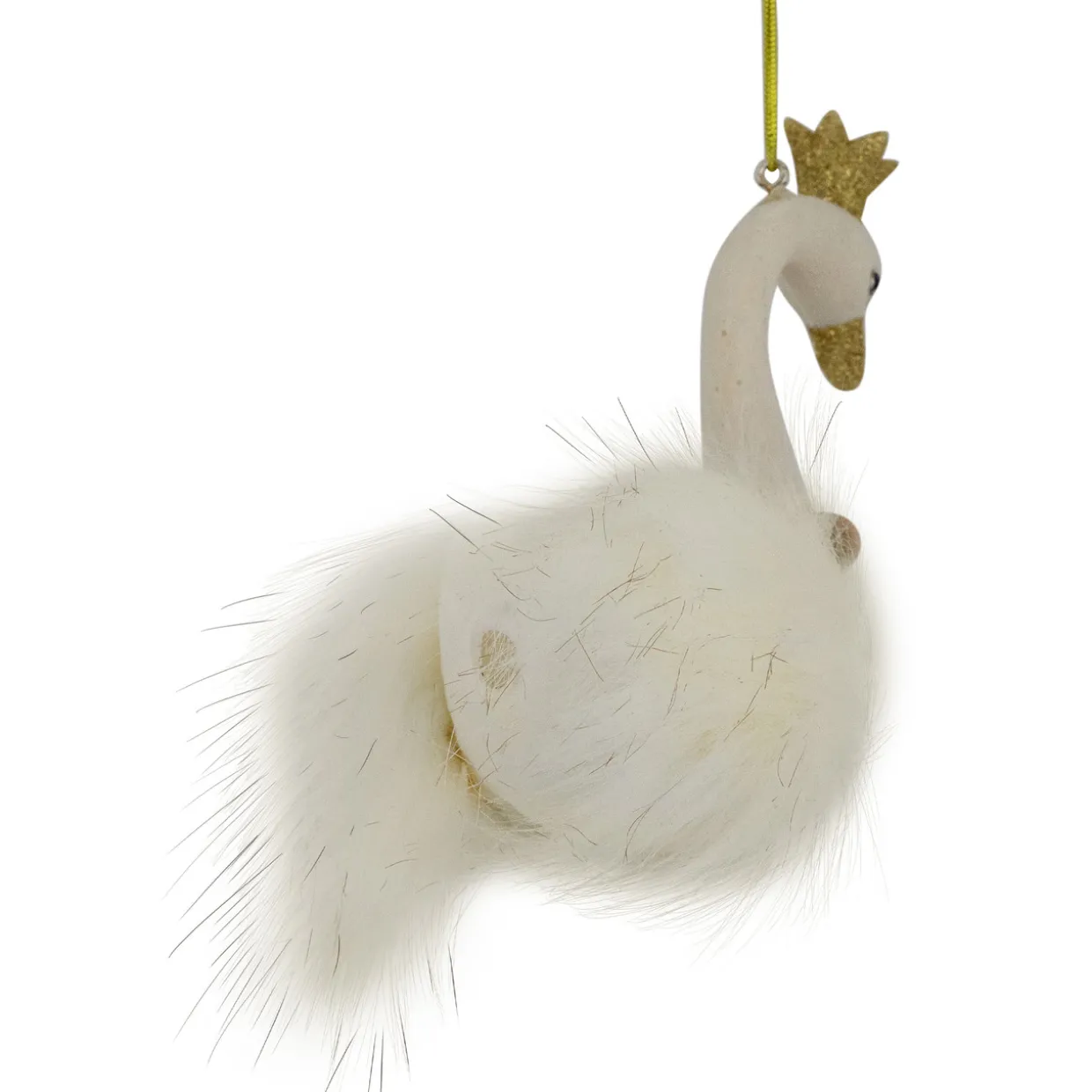 4.5" White Swan Glass Christmas Ornament