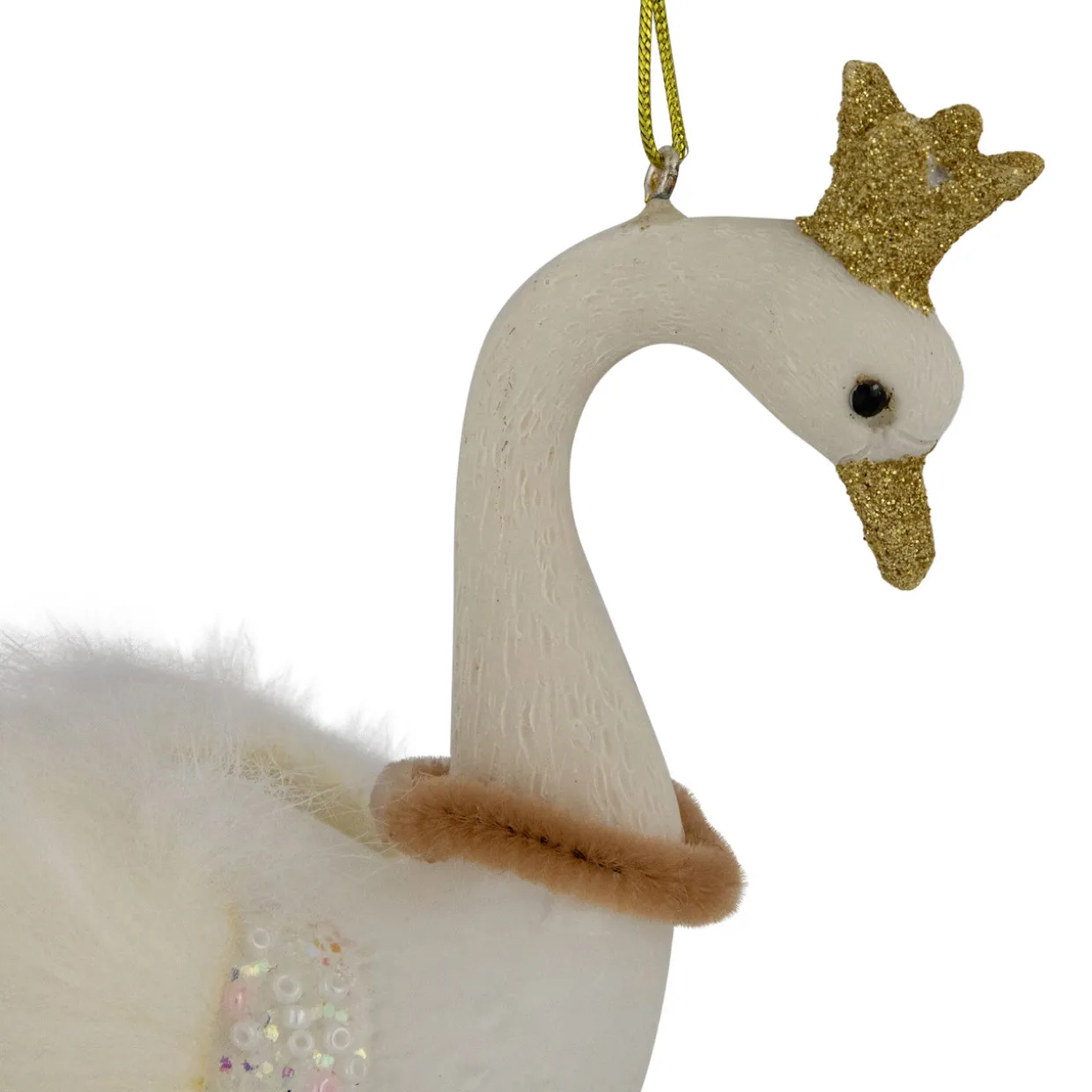 4.5" White Swan Glass Christmas Ornament