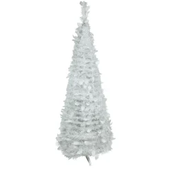 4' White Tinsel Pop-Up Artificial Christmas Tree, Unlit