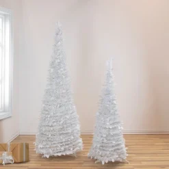 4' White Tinsel Pop-Up Artificial Christmas Tree, Unlit
