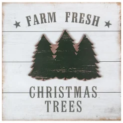 16" White Washed Farm Fresh Christmas Trees Wooden Wall Sign