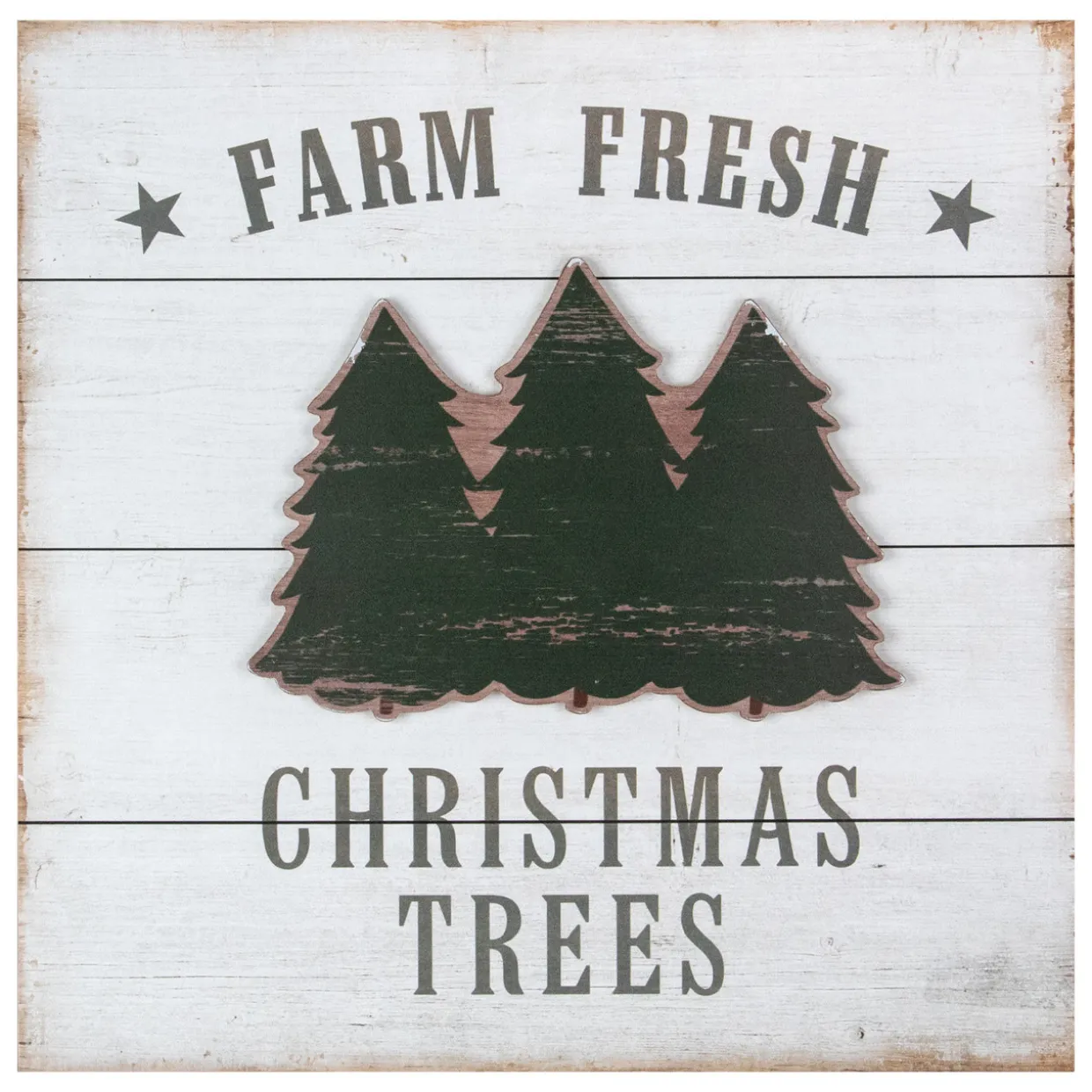 16" White Washed Farm Fresh Christmas Trees Wooden Wall Sign