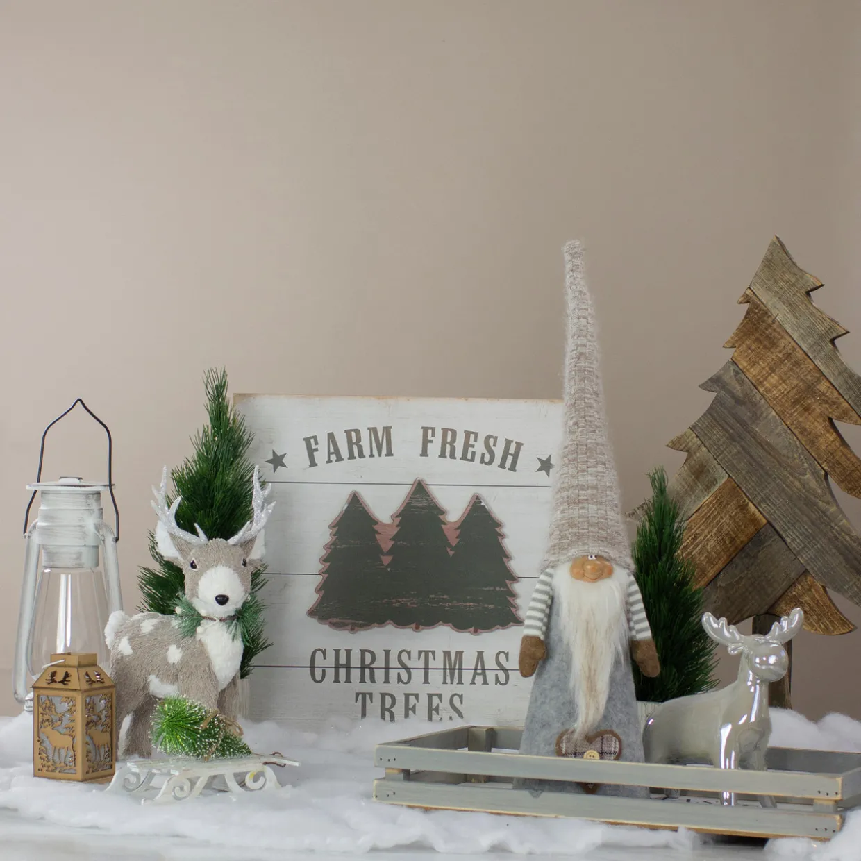 16" White Washed Farm Fresh Christmas Trees Wooden Wall Sign