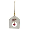 8" White Wooden "JOY" With Red Bell Christmas Ornament