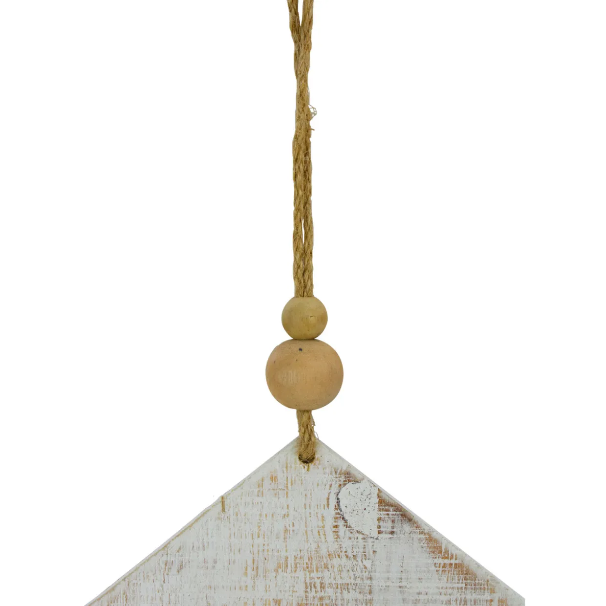 8" White Wooden "Peace" With Gold Bell Christmas Ornament
