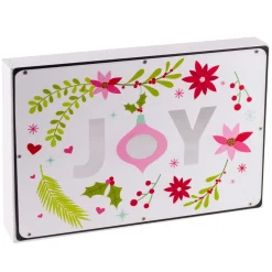 12" Wood and Metal 'Joy' Christmas Wall Sign