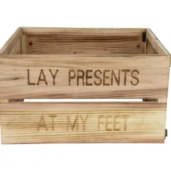18" Wood Crate "Lay Presents at My Feet" Christmas Tree Collar