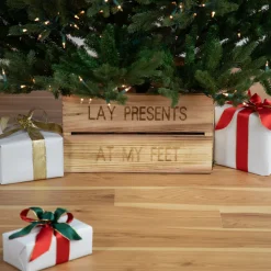 18" Wood Crate "Lay Presents at My Feet" Christmas Tree Collar