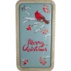 25.5" Wood Framed Blue and Red Merry Christmas Wall Decor with Red Cardinal