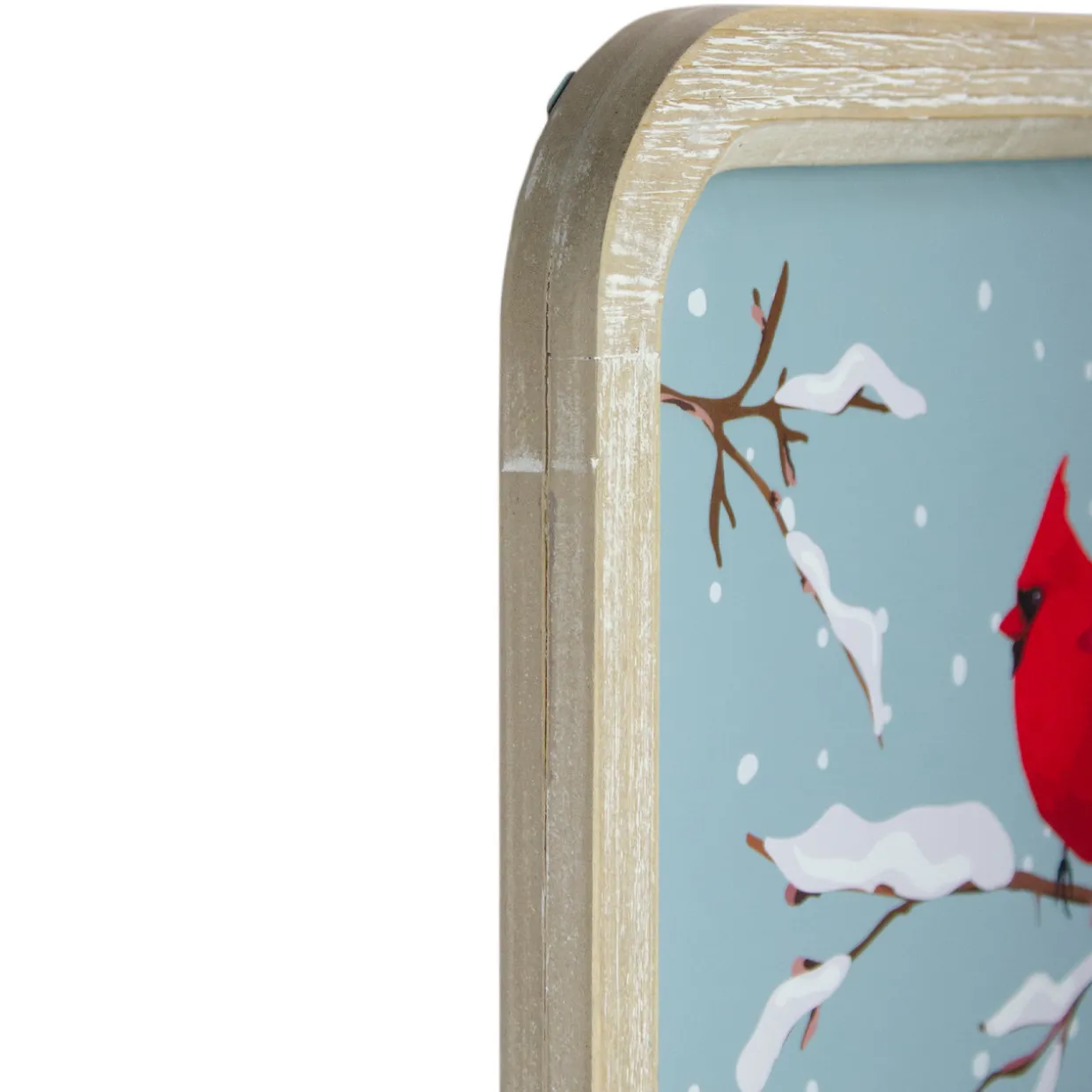 25.5" Wood Framed Blue and Red Merry Christmas Wall Decor with Red Cardinal