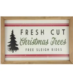 18" Wooden Framed "Fresh Cut Christmas Trees" Wall Sign