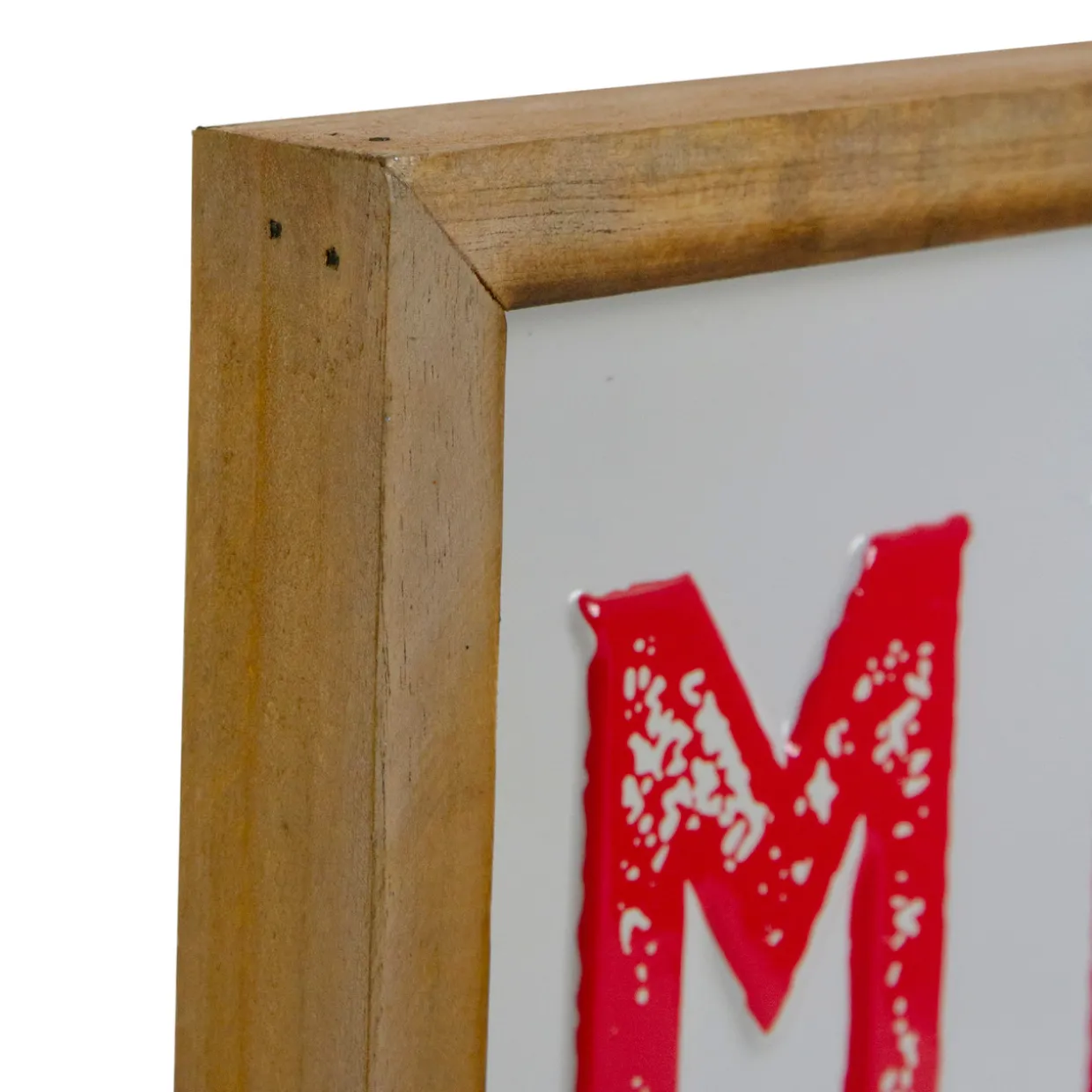 16" Wooden Framed "Merry And Bright" Metal Christmas Sign