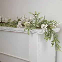5' x 7" Artificial Christmas Garland with Frosted Foliage and Berries, Unlit