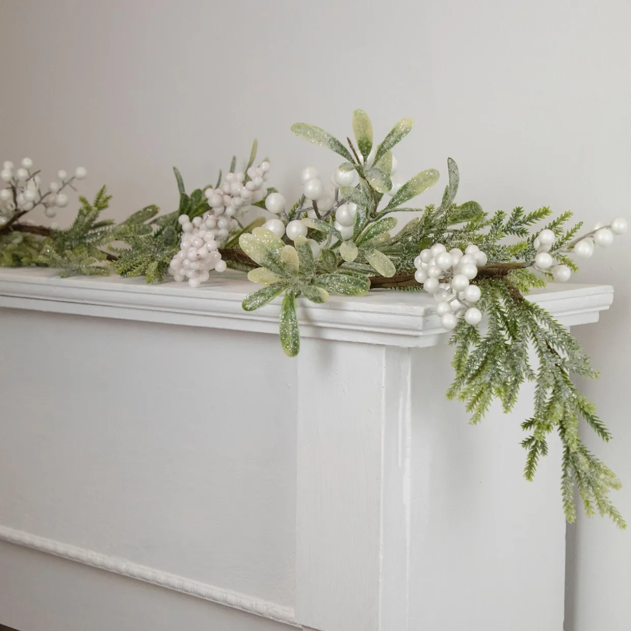 5' x 7" Artificial Christmas Garland with Frosted Foliage and Berries, Unlit