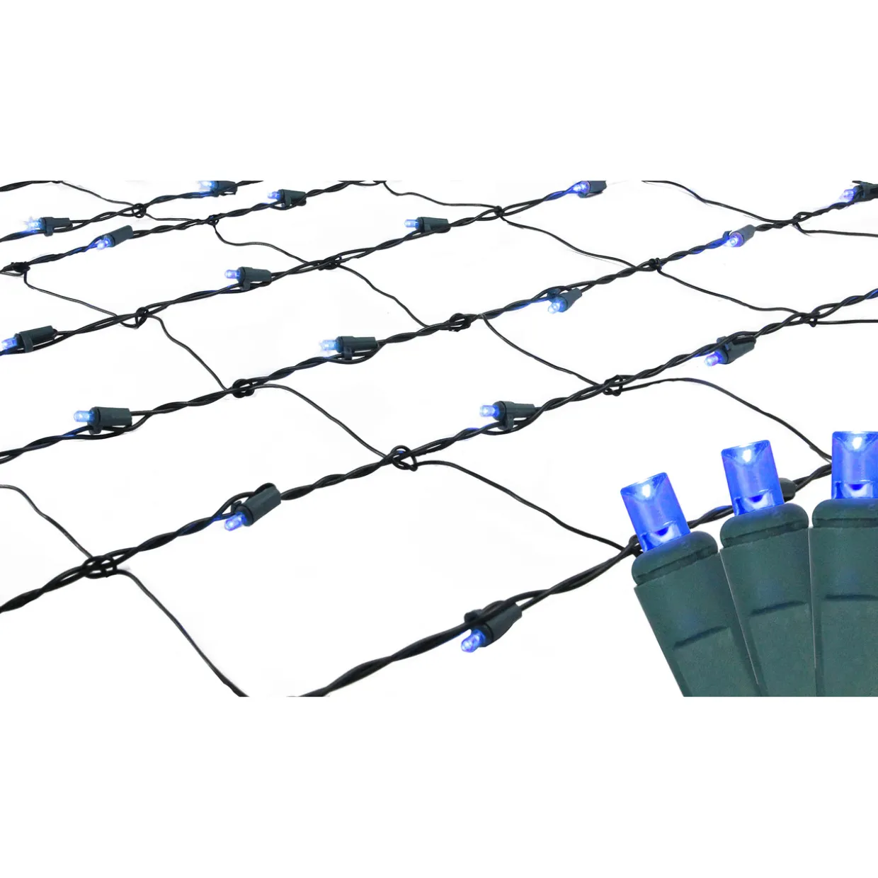 4' x 6' Blue LED Wide Angle Christmas Net Lights, Green Wire