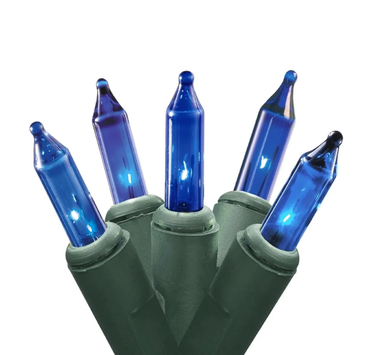 4' x 6' Blue Mini Net Style Christmas Lights, Green Wire