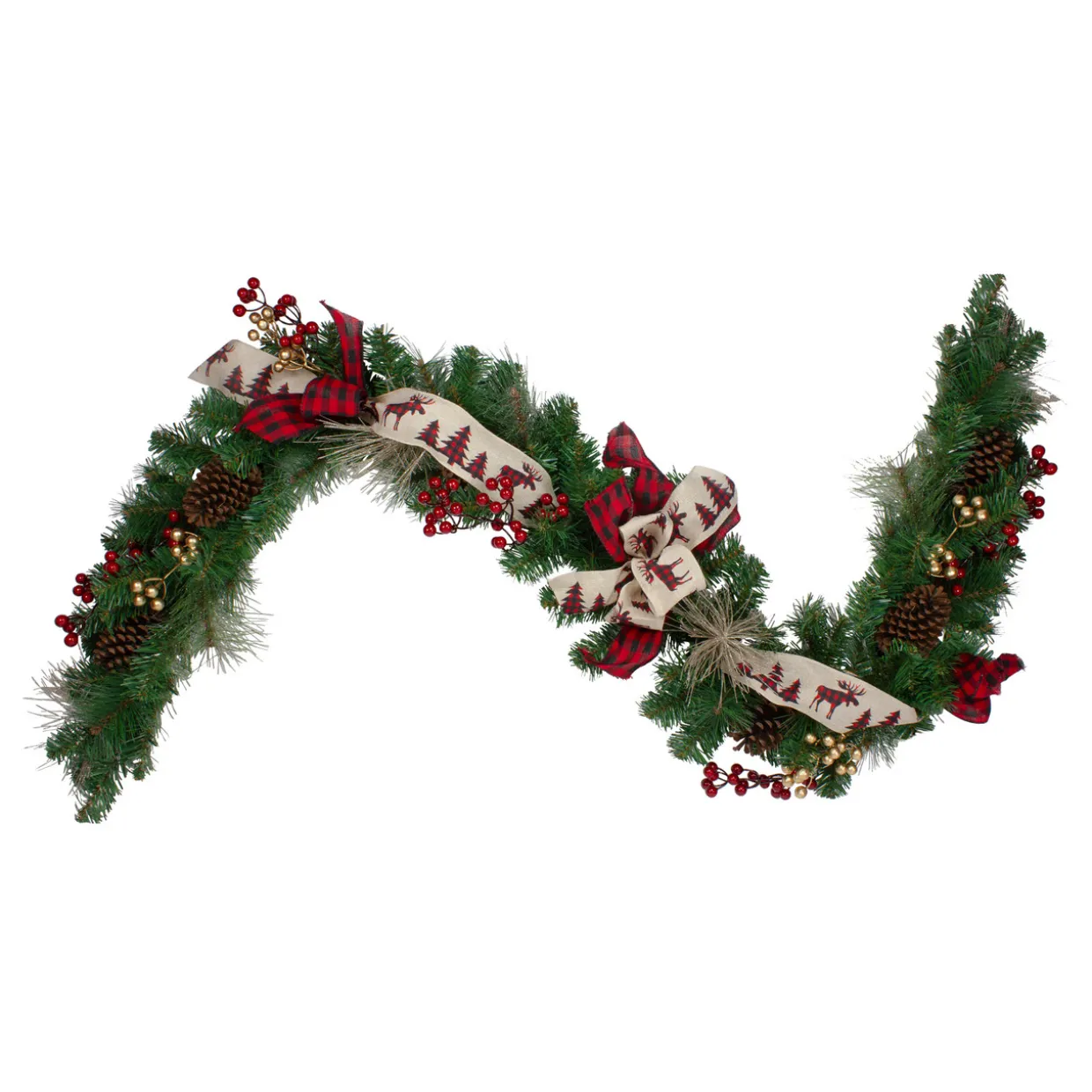 6' x 12" Bows and Berries Artificial Christmas Garland - Unlit