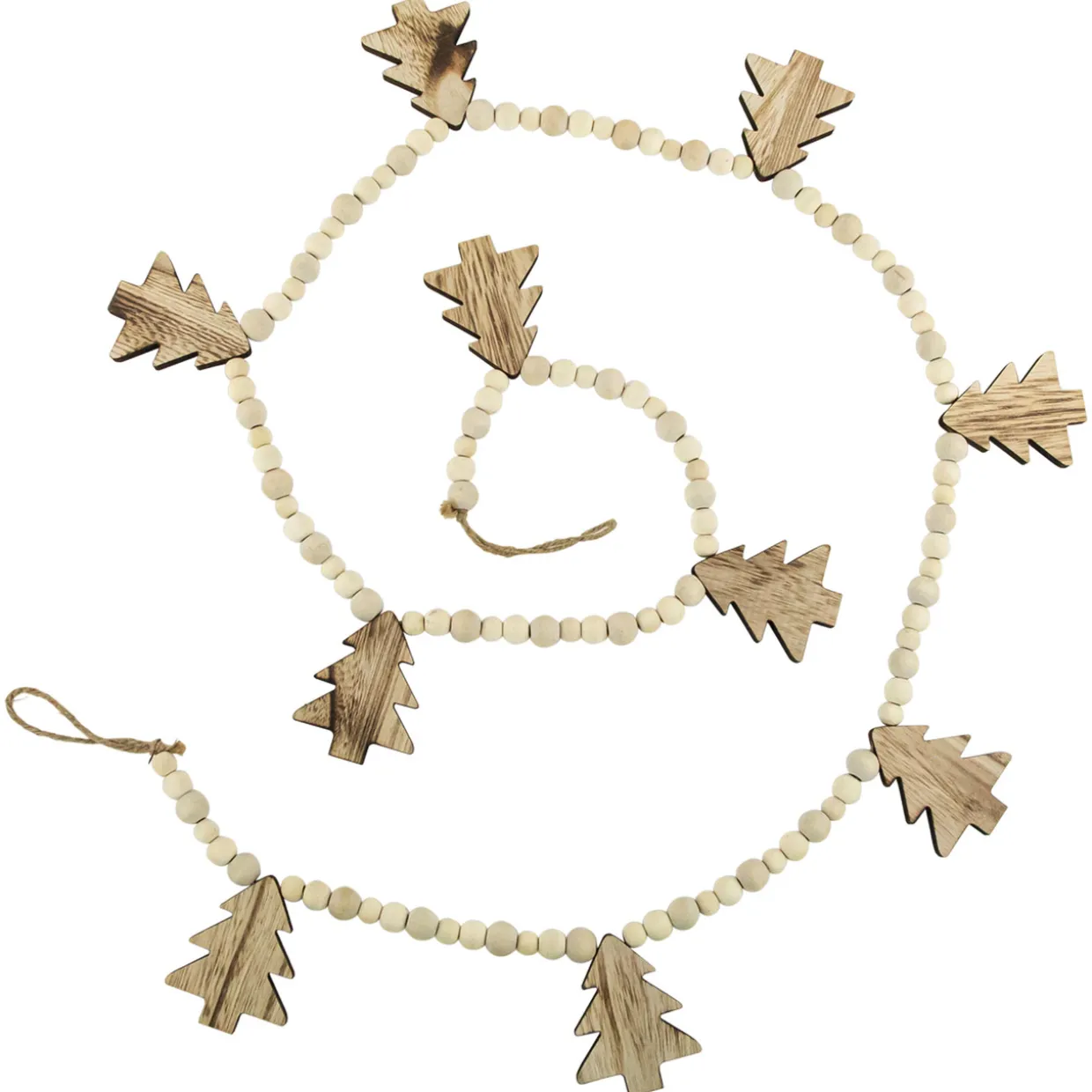 6' x 3" Christmas Trees and Beads Wooden Garland