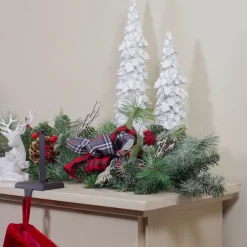 6' x 12" Dual Plaid and Berries Artificial Christmas Garland - Unlit