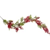 5' x 8" Frosted Pine and Red Berry Christmas Garland - Unlit