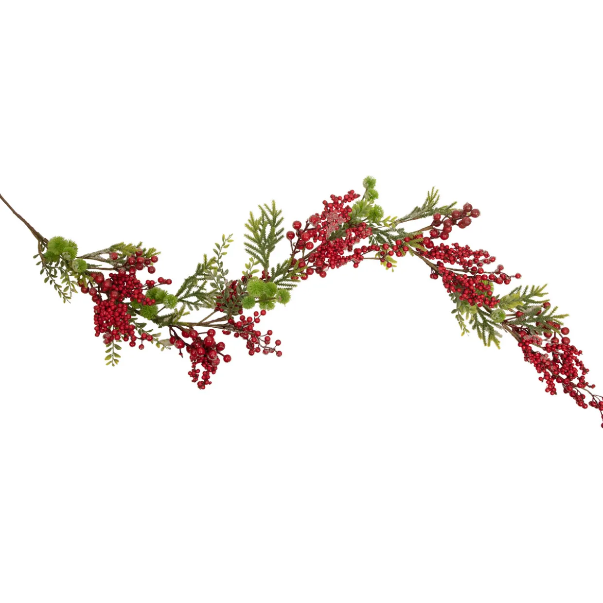 5' x 8" Frosted Pine and Red Berry Christmas Garland - Unlit
