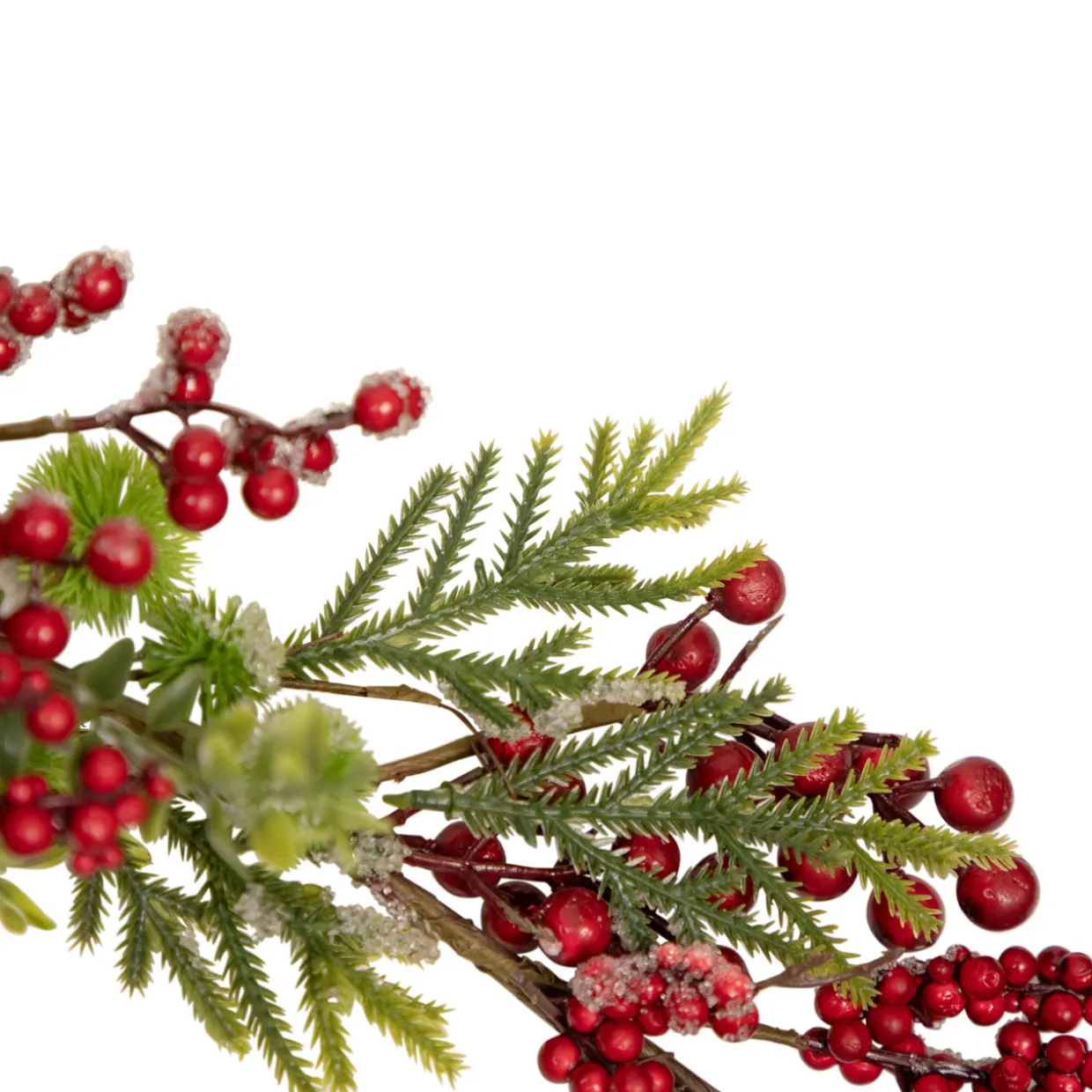 5' x 8" Frosted Pine and Red Berry Christmas Garland - Unlit