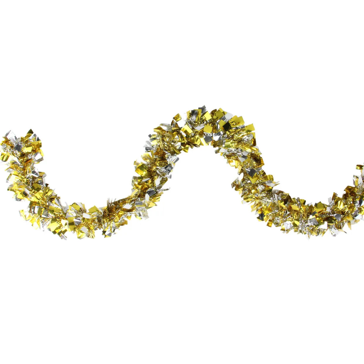 12' x 4" Gold and Silver Boa Wide Cut Tinsel Christmas Garland - Unlit