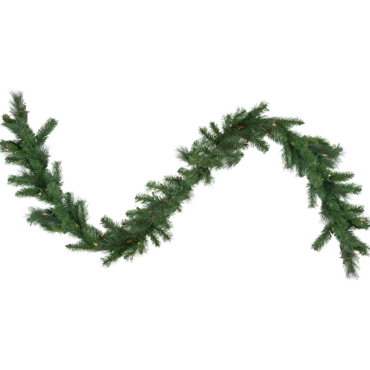 9' x 12" Green Pre-Lit Beaver Pine Artificial Christmas Garland, Clear Lights