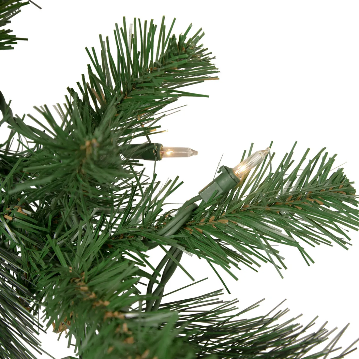 9' x 12" Green Pre-Lit Beaver Pine Artificial Christmas Garland, Clear Lights