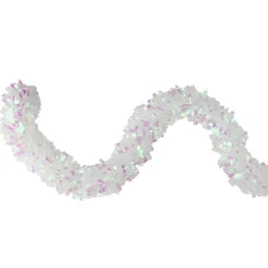 12' x 3" Iridescent and Snowblush Wide Cut Tinsel Christmas Garland - Unlit