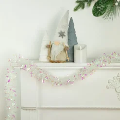 12' x 3" Iridescent and Snowblush Wide Cut Tinsel Christmas Garland - Unlit