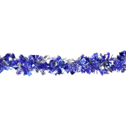 12' x 4" Lavish Blue and Silver Boa Wide Cut Tinsel Christmas Garland - Unlit