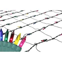 4' x 6' Multi-Color Mini Incandescent Net Style Christmas Lights - Green Wire