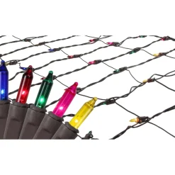 2' x 8' Multi-Color Mini Net Style Christmas Lights - Brown Wire