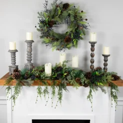 5' x 6" Pine Cone and Cedar Artificial Christmas Garland, Unlit