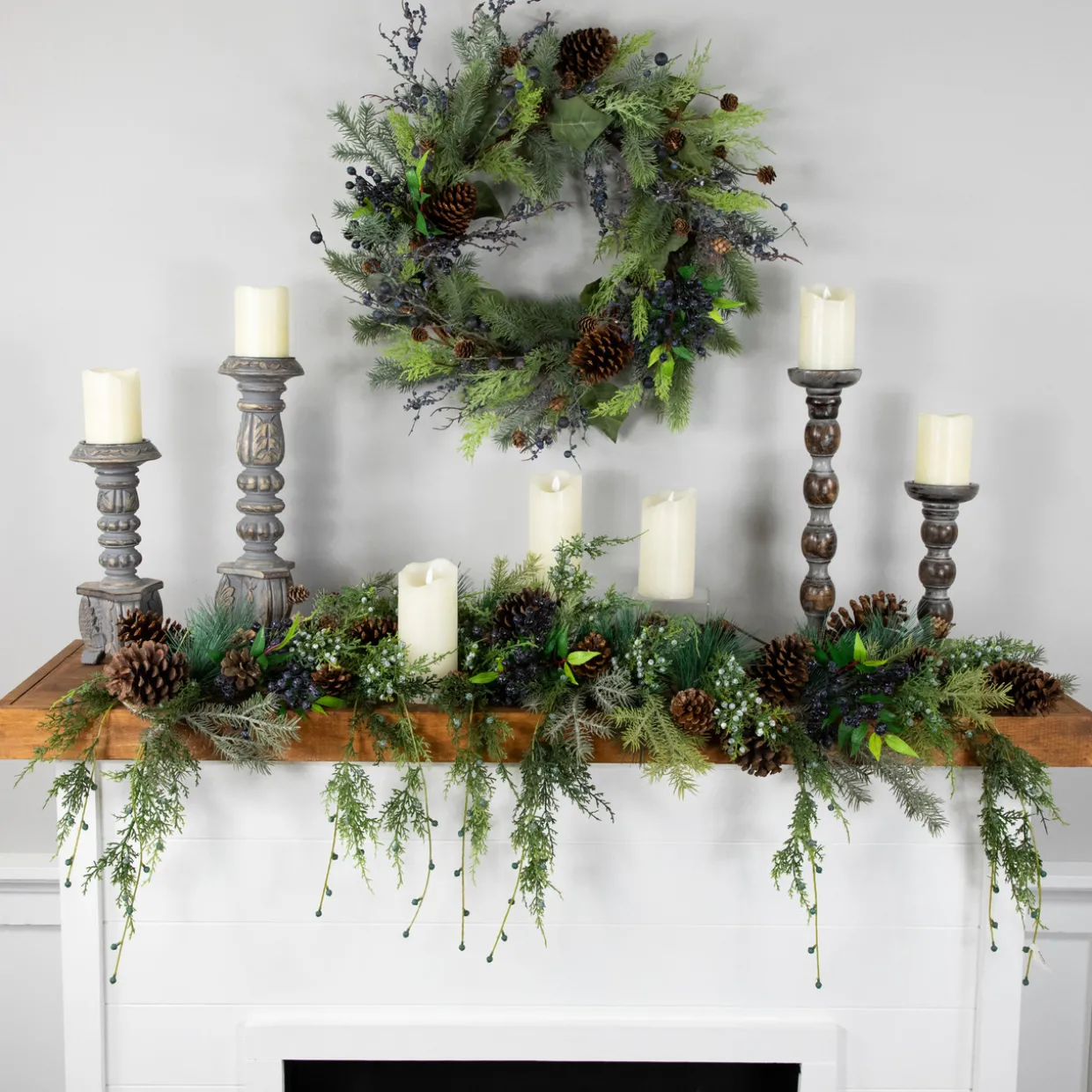 5' x 6" Pine Cone and Cedar Artificial Christmas Garland, Unlit