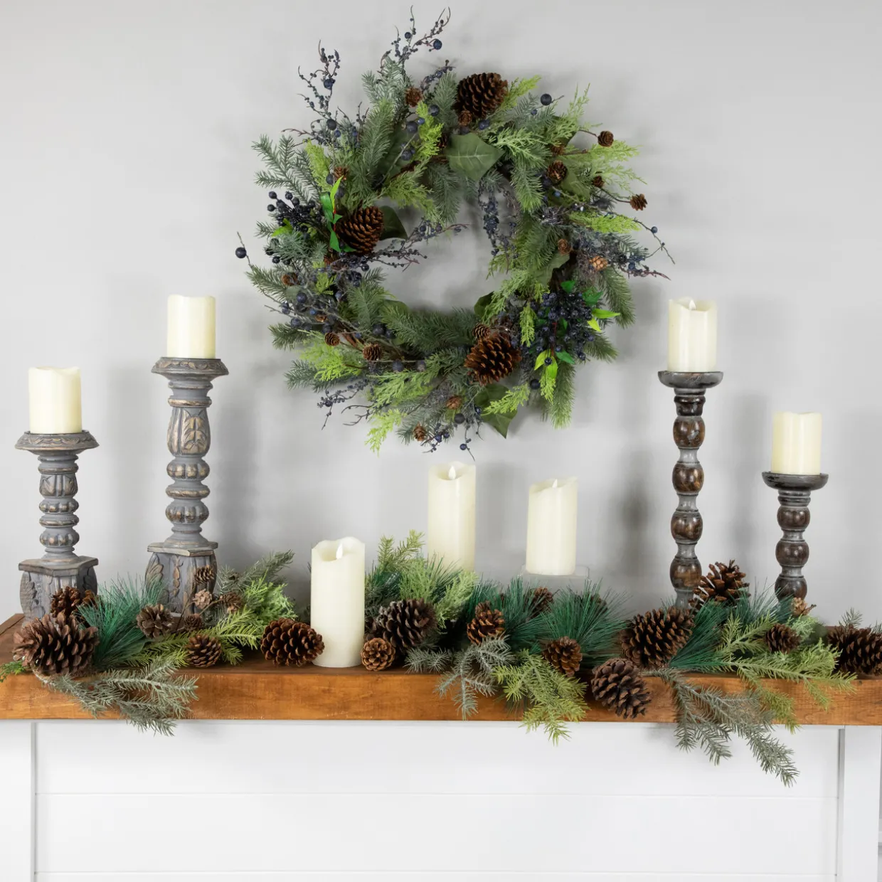 5' x 6" Pine Cone and Cedar Artificial Christmas Garland, Unlit