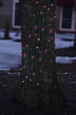 2' x 8' Pink LED Net Style Tree Trunk Wrap Christmas Net Lights - Brown Wire