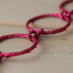 5' x 1.75" Pink Sparkling Glitter Round Circle Chain Artificial Christmas Garland - Unlit