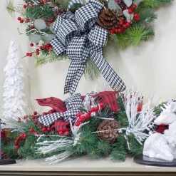 6' x 12" Plaid and Houndstooth and Berries Artificial Christmas Garland - Unlit