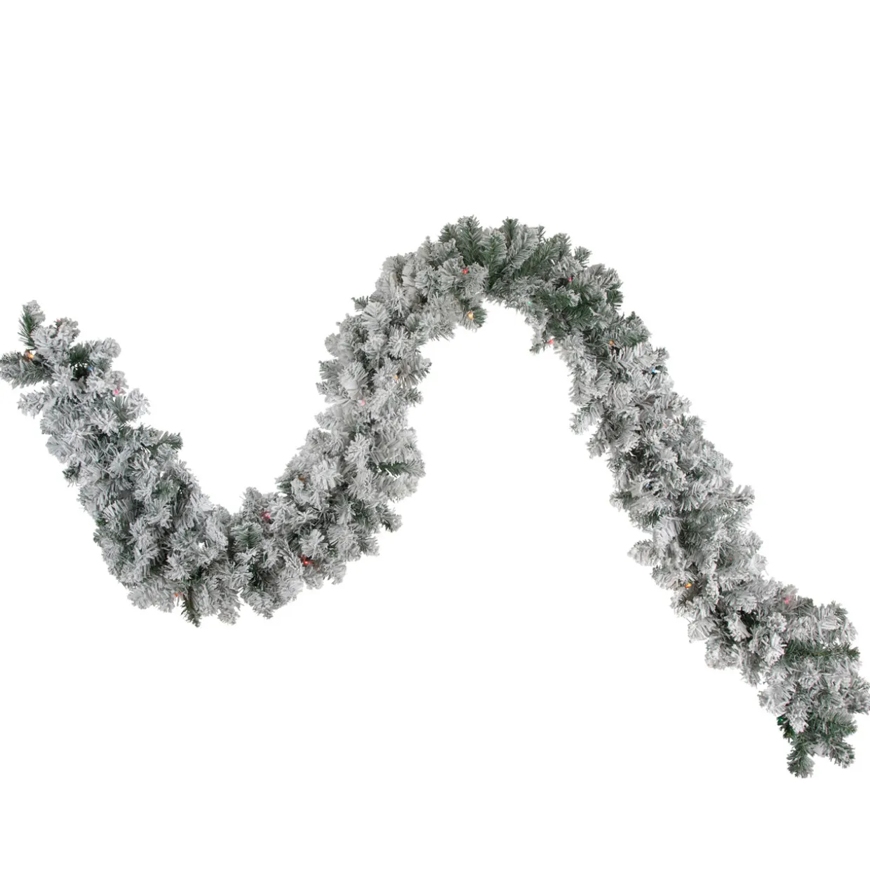 9' x 10" Pre-Lit Flocked Madison Pine Artificial Christmas Garland, Multi Lights