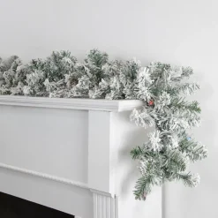 9' x 10" Pre-Lit Flocked Madison Pine Artificial Christmas Garland, Multi Lights