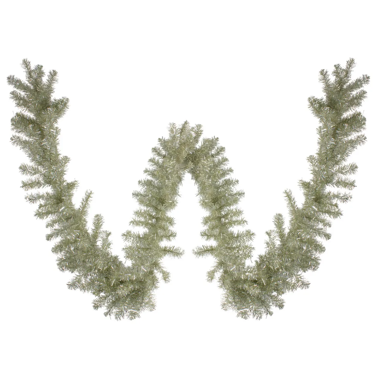 9 x 12 Pre-lit Metallic Sterling Silver Artificial Christmas Tinsel Garland - Clear Lights