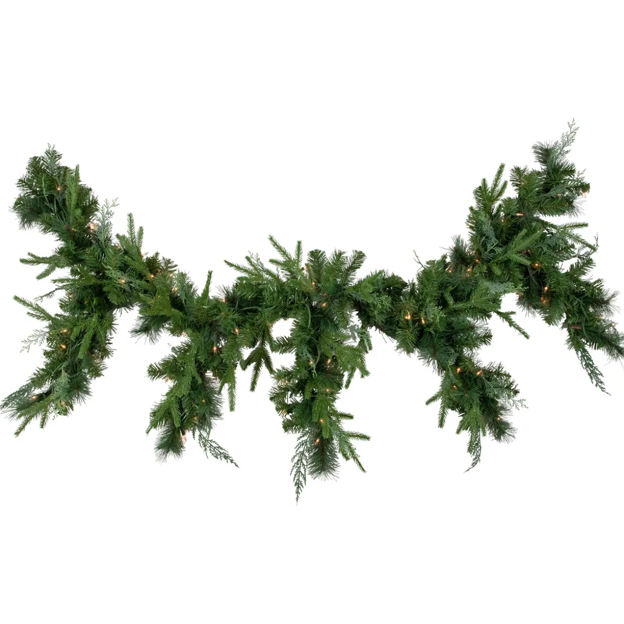 6' x 18" Pre-Lit Mixed Pine Artificial Christmas Icicle Garland, Clear Lights