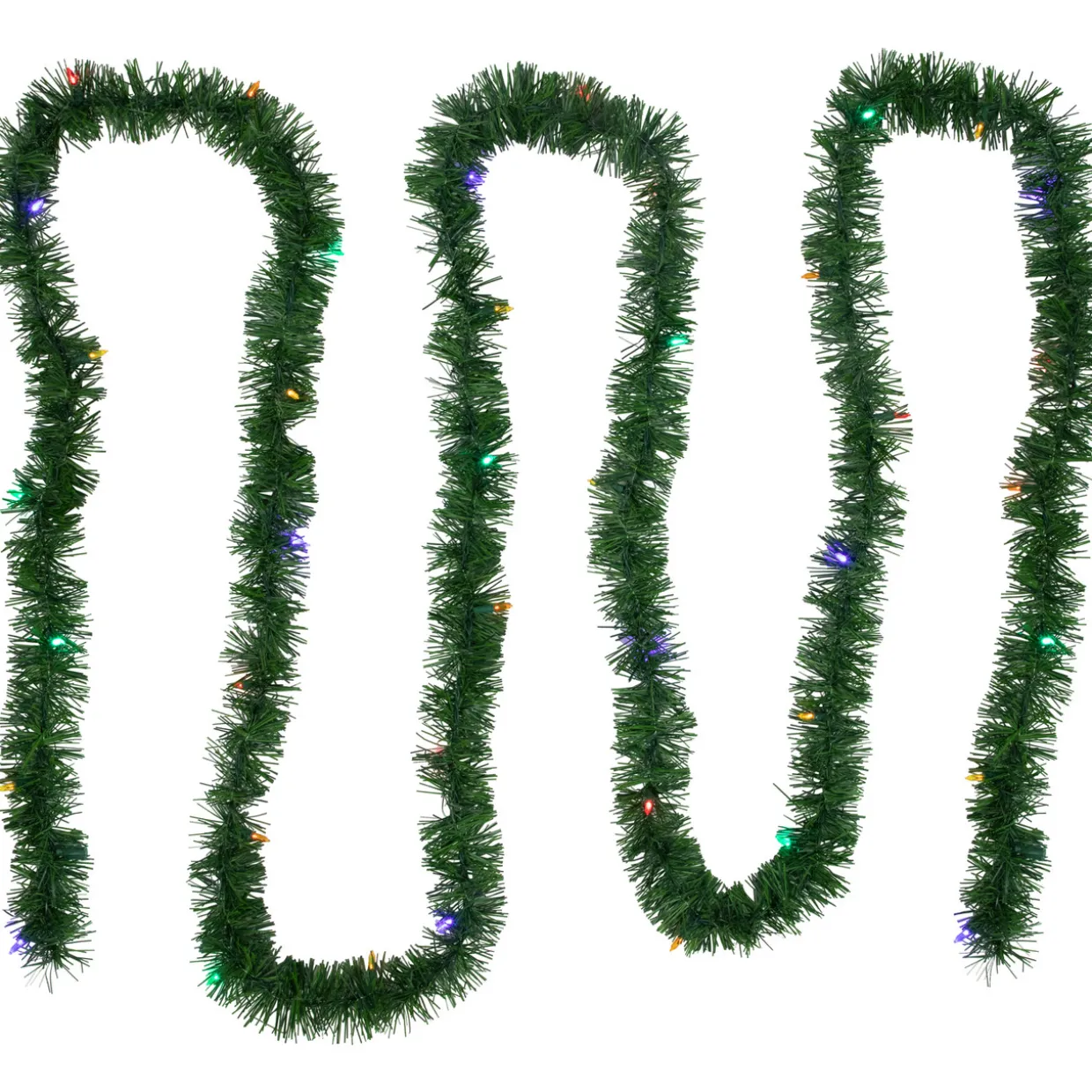18' x 3" Pre-Lit Pine Artificial Christmas Garland, Multicolor LED Lights